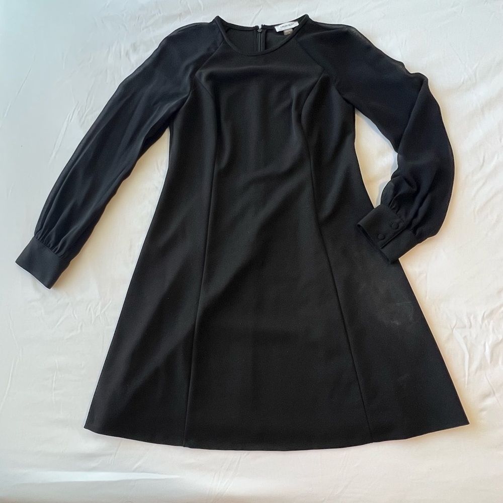 Calvin Klein Illusion-sleeve A-line dress, size 6